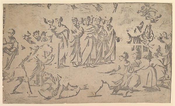 The death of Ananias surrounded by Apostles