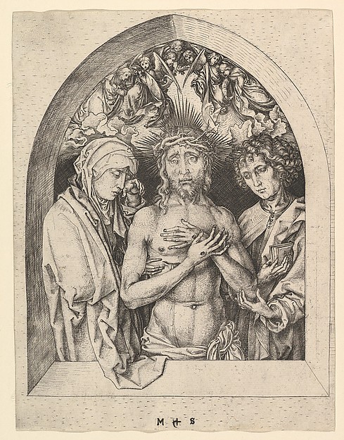 Christ as the Man of Sorrows with the Virgin and St. John by Martin Schongauer