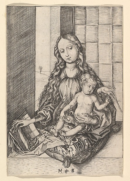 The Madonna and Child with the Parrot by Martin Schongauer