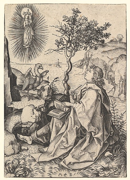 Saint John on Patmos by Martin Schongauer