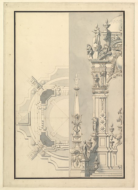 Half Elevation and Half Ground Plan for a Catafalque for an Electress Palatine