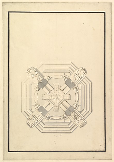 Ground Plan for a Catafalque for a Duke of Wolfenbüttel-Brunswich, probably Anton Ulrich (d. 1714)