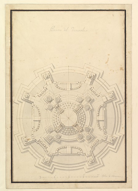 Ground Plan of a Catafalque for Francis Lewis of Newburg, Archshop of Mainz (died Breslau 1732)