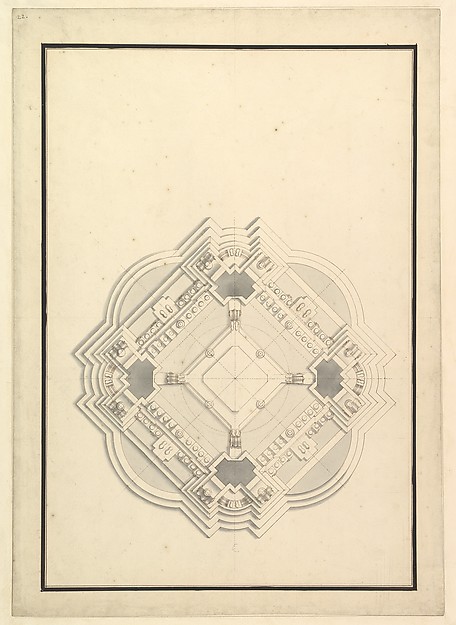 Ground Plan for a Catafalque for Louis I, King of Spain (reigned only a few months, died 1724)