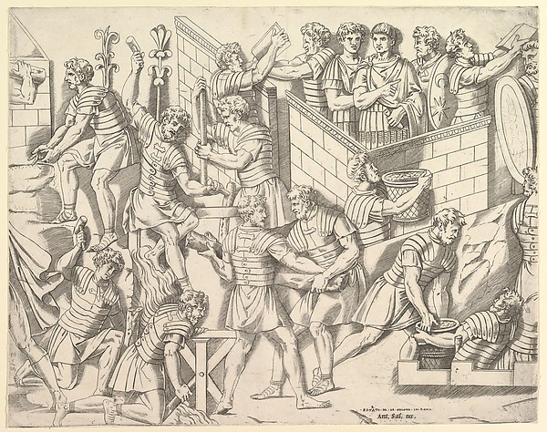 Speculum Romanae Magnificentiae: Roman Soldiers Fortifying their Camp, from Trajan's Column