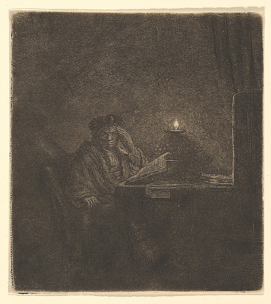 Student at a Table by Candlelight