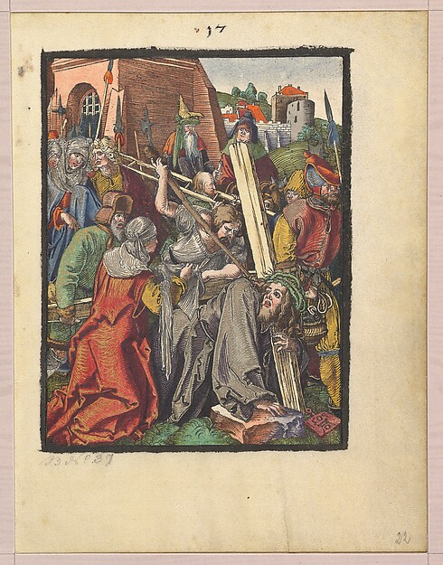 The Bearing of the Cross, from "The Small Woodcut Passion"
