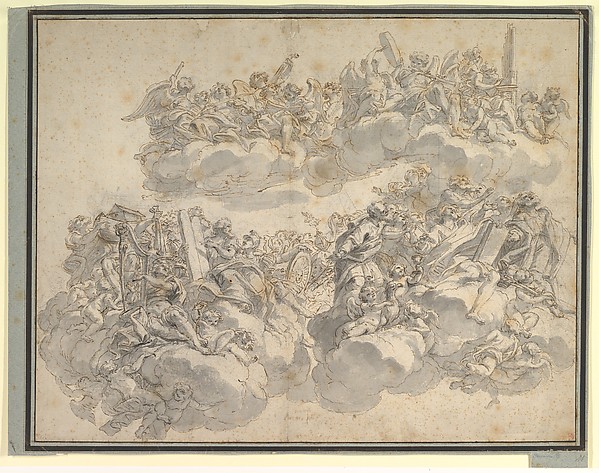 Giovanni Battista Gaulli (Il Baciccio), Prophets, Patriarchs, Saints, and Music-Making Angels in Glory