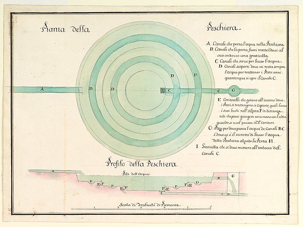Design for a Fish-Pond in Plan and Section