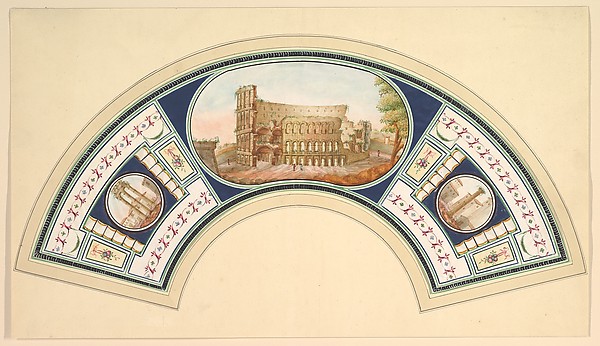 Fan Design with the Coloseum and the Temple of Vesta
