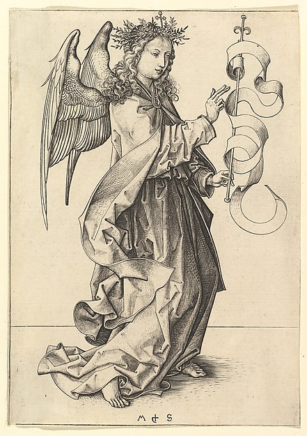 The Annunciation: The  Angel Gabriel by Martin Schongauer