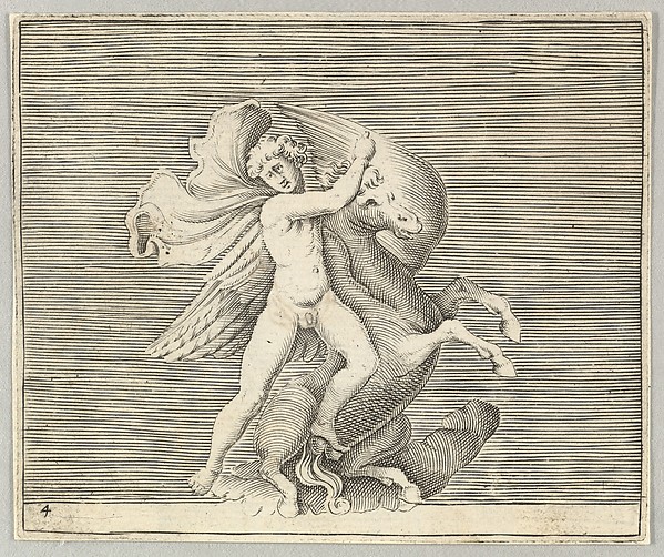 Man Grappling with Winged Horse, from "Ex Antiquis Cameorum et Gemmae Delineata/ Liber Secundus/et ab Enea Vico Parmen Incis"