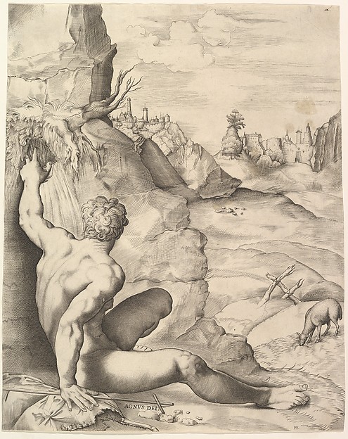 John the Baptist in the Wilderness by Giulio Sanuto