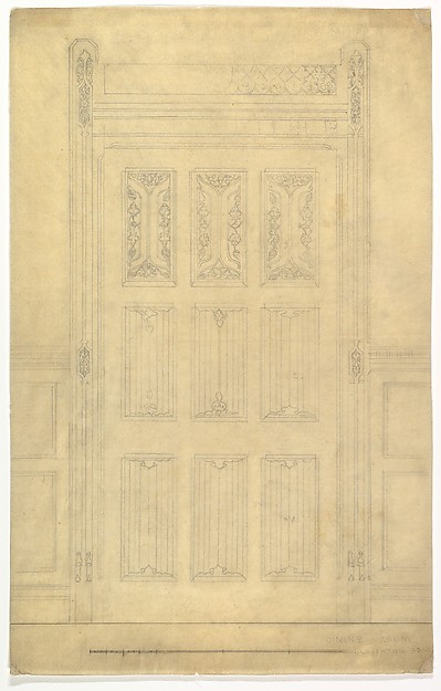 Carved Wood Door for Dining Room, Leighton Hall