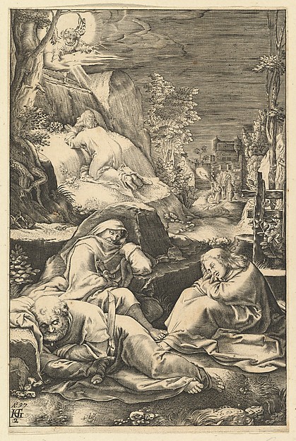 The Agony in the Garden, from "The Passion of Christ" by Abraham Hogenberg