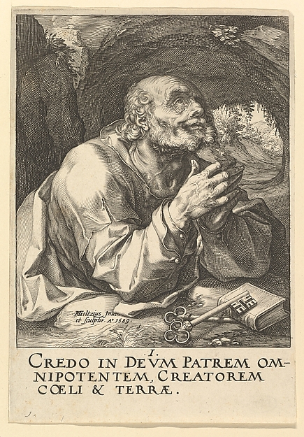 St. Peter, from "Christ, the Apostles and St. Paul with the Creed" by Hendrick Goltzius