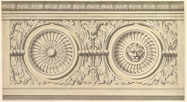 Design for a Frieze, Ornamented with Lion's Head Paterae