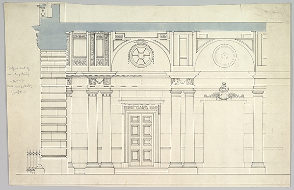 Somerset House, London: Interior Section with Paired Columns and Arched Ceiling