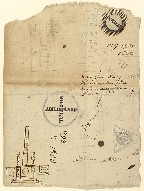 Notes with a studies for the Column of Liberty (Frihedstøtten)
