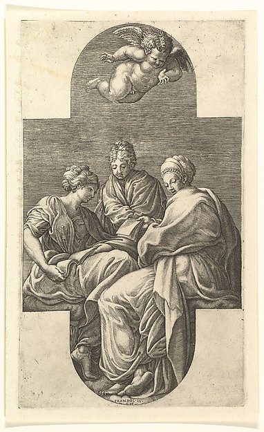 Three Muses and a Gesturing Putto