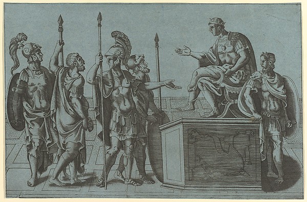 Roman Soldiers Before an Emperor