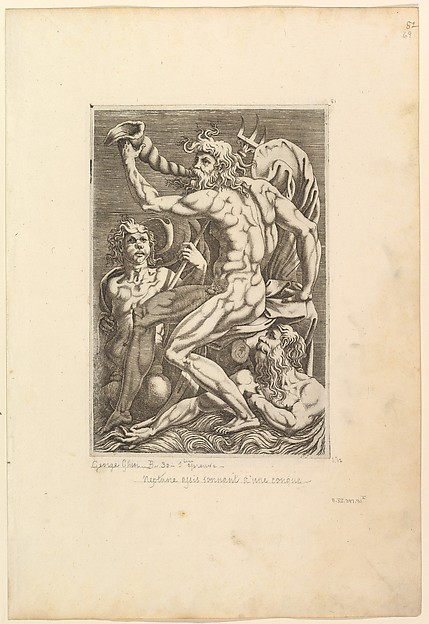Neptune Seated Blowing a Conch Shell