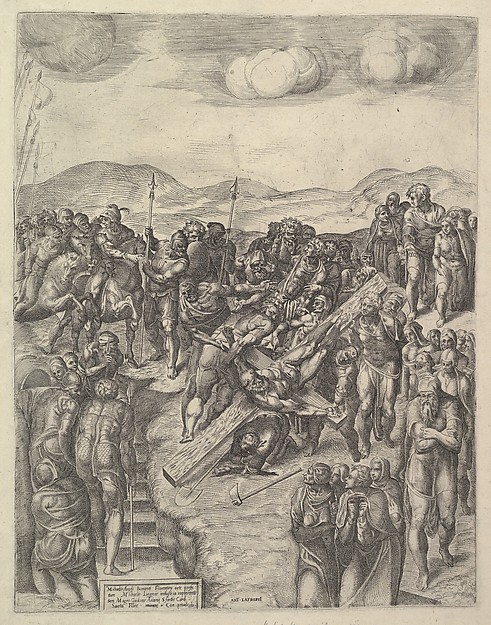 The Crucifixion of Saint Peter, after Michelangelo's frescoes in the Pauline Chapel, Vatican Palace