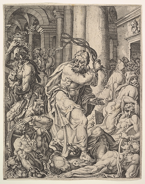 Christ Driving the Money Changers from the Temple, from "The Fall and Salvation of Mankind through the Life and Passion of Christ" by Maarten van Heemskerck