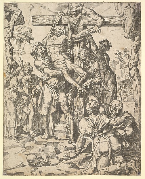 The Descent from the Cross, from The Fall and Salvation of Mankind through the Life and Passion of Christ, plate 27 by Dirck Volckertsz Coornhert