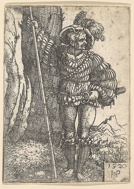A Lansquenet Standing by a Tree