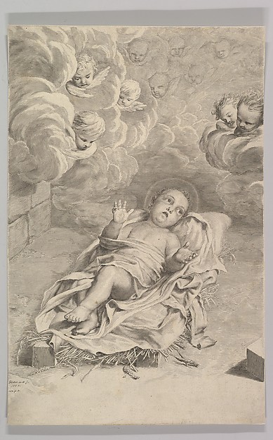 The Christ Child on a Bed of Straw by Claude Mellan