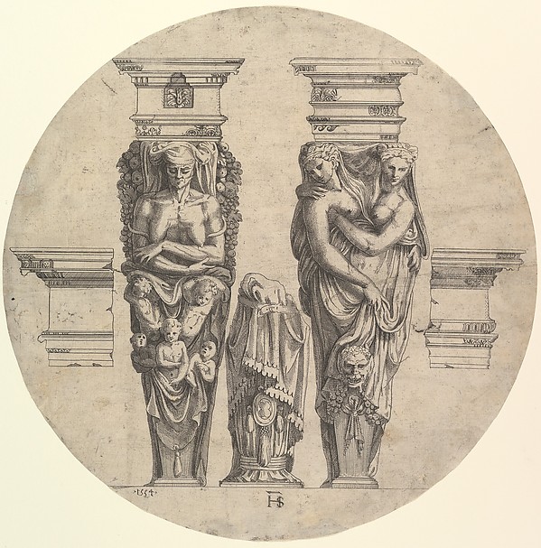 Two Terms, Two Cornices and a Pillar