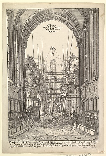 View of the Church of the Franciscans in Nuremberg under Reconstruction, from the series Views of Nuremberg