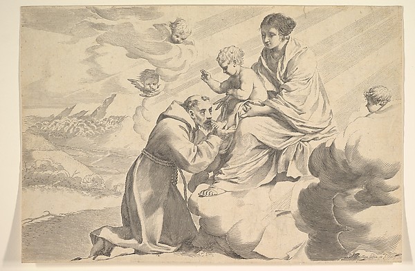 St. Francis of Assisi Adoring the Christ Child on the Virgin's Lap by Claude Mellan