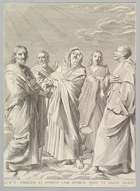 Sts. Anne, Joseph, Joachim, Bernard and John the Evangelist (Parenté de la Vierge) by Claude Mellan
