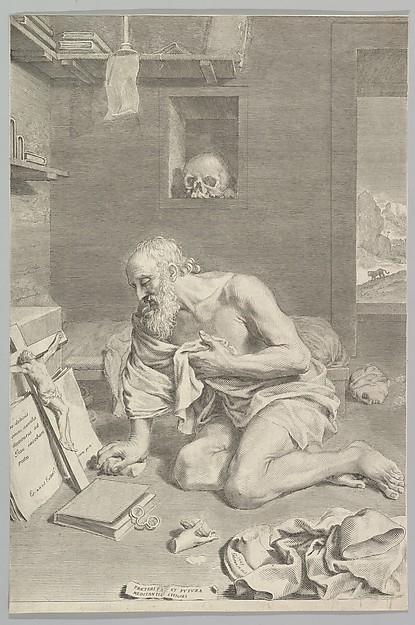 St. Jerome Praying in His Cell (Saint Jérôme pénitent) by Claude Mellan
