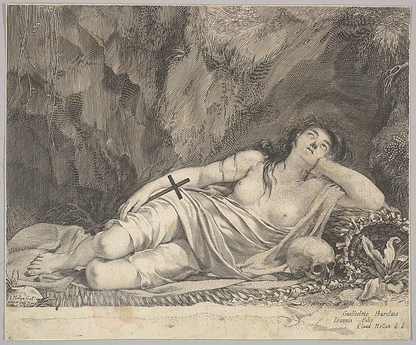 St. Mary Magdalen Reclining in a Grotto by Claude Mellan