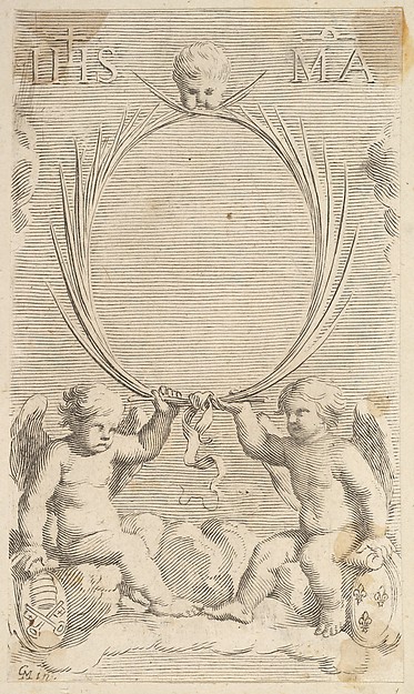 Two Angels Seated on Clouds