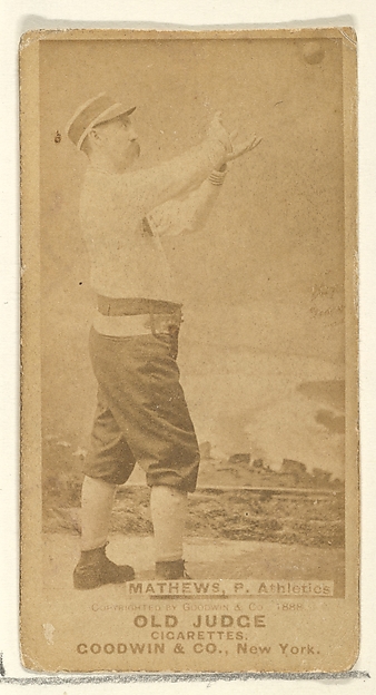 Mathews, Pitcher, Philadelphia Athletics, from the Old Judge series (N172) for Old Judge Cigarettes