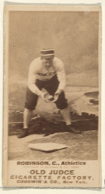 Robinson, Catcher, Philadelphia Athletics, from the Old Judge series (N172) for Old Judge Cigarettes