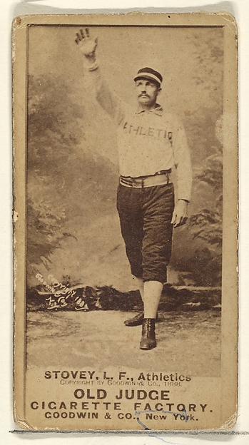 Stovey, Left Field, Philadelphia Athletics, from the Old Judge series (N172) for Old Judge Cigarettes