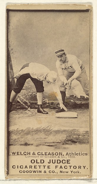 Welch and Gleason, Philadelphia Athletics, from the Old Judge series (N172) for Old Judge Cigarettes