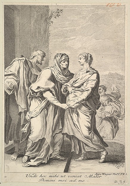 Visitation (copy in reverse), Joseph Wagner (Italian, Thalendorf 1706–1780 Venice), Engraving; reverse copy