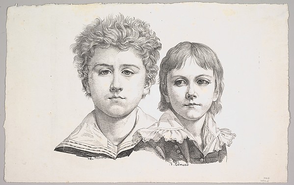 Portrait of the Rabe Children: Hermann, age 14 and Edmond, age 7 (recto); Proof before corrections of small faults in the images (verso)