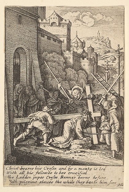 Carrying the cross by Wenceslaus Hollar