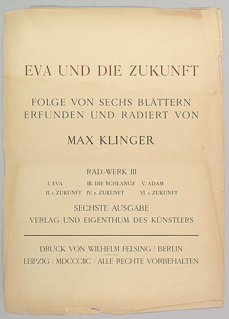 Title Page from Eva und die Zukunft (Rad.-Werk  III)