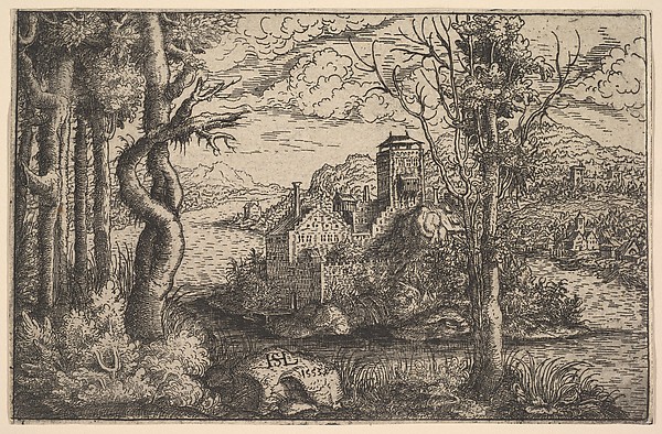 View on a River, with a Castle on an Island