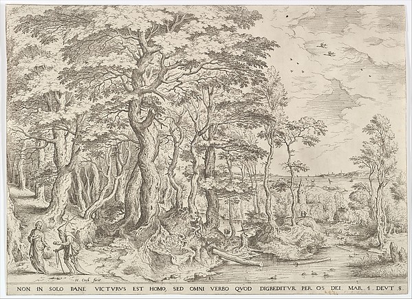 Landscape with the Temptation of Christ by Hieronymus Cock