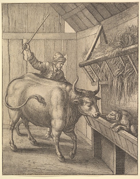 The Dog in the Manger (from John Ogilby, "Aesopics or a Second Colllection of Fables," 1668)