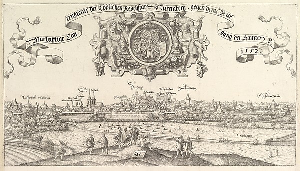 View of Nuremberg, to the east, center plate